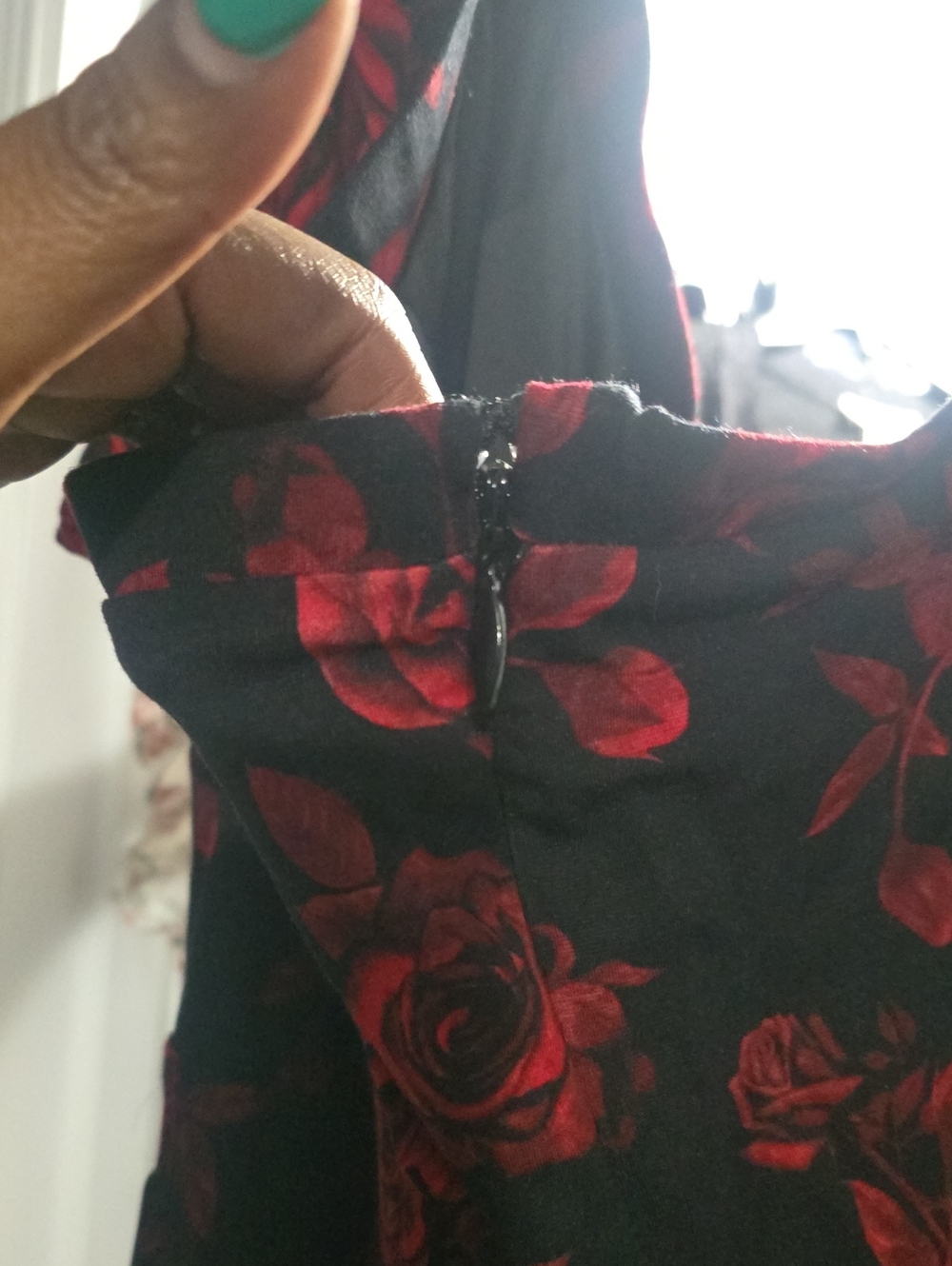 torrid Black Ponte Gown with Red Rose Print - Picture 7 of 7
